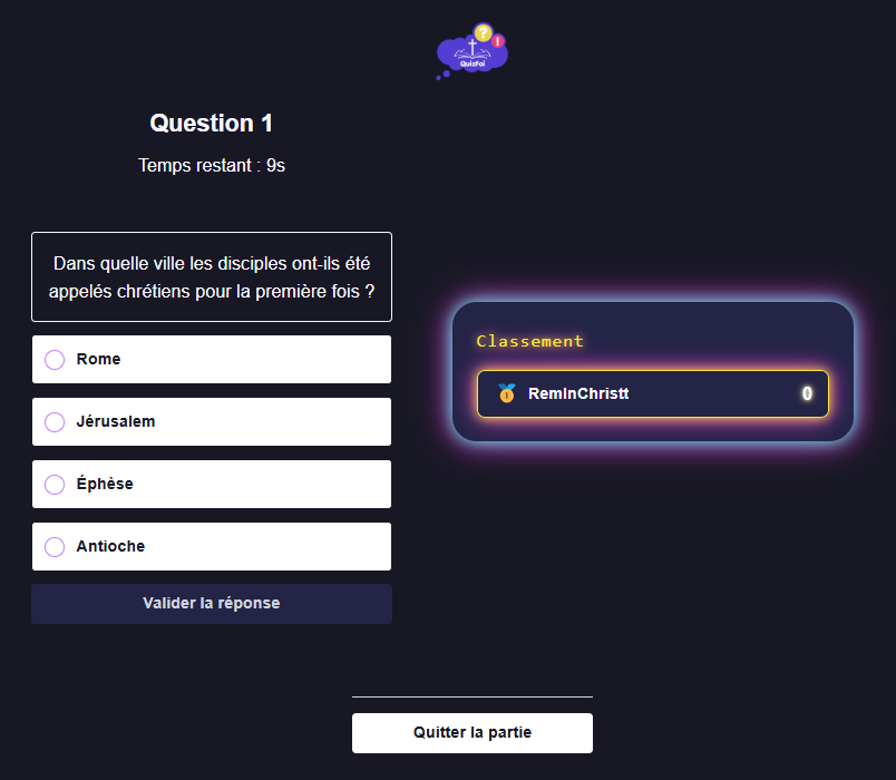 Exemple de question dans QuizFoi